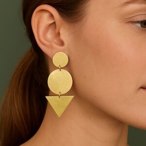 NEW! Helen Ainson Gold Geometric Earrings, unworn | gold metal